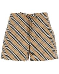 Burberry - Shorts With Elastic Drawstring Waist And All-Over Check Motif - Lyst
