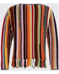 Prada - Striped Wool And Cashmere Crewneck Sweater - Lyst