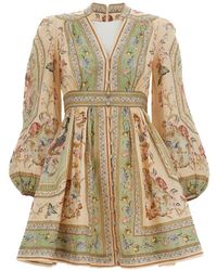 Zimmermann - Roselight Linen Mini Dress - Lyst