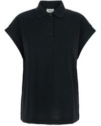 Saint Laurent - Sleeveless Polo Shirt With Classic Collar And Cassandre Embroidery On The Front - Lyst