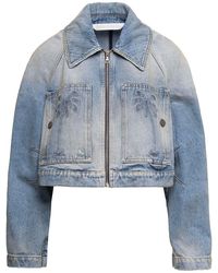 Palm Angels - Paris Distressed Cropped Denim Jacket - Lyst