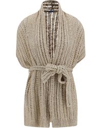 Brunello Cucinelli - Perforated Cardigan With Sequins - Lyst