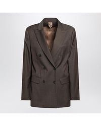 Max Mara - Leather Double-Breasted Wool Jacket - Lyst