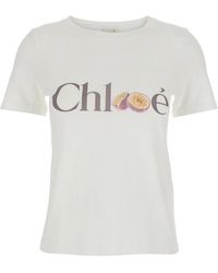 Chloé - Cotton T-Shirt With Logo Print - Lyst