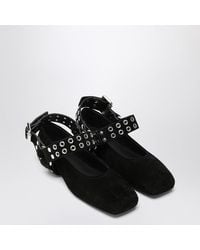 Alaïa - Suede Flat Ballerina Biker - Lyst