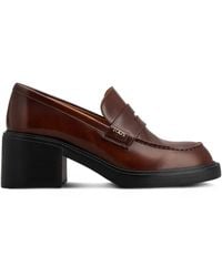 Tod's - Leather Heeled Penny Loafers - Lyst