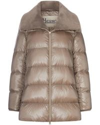 Herno - Long Puffer Coat With Faux Fur Collar - Lyst