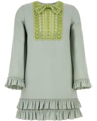 Valentino Garavani - Mint Wool Blend Mini Dress - Lyst