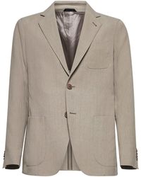 Giorgio Armani - Linen Canvas Upton Single-Breasted Blazer - Lyst