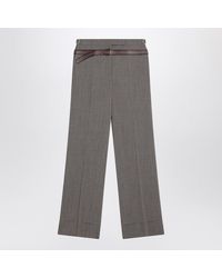 Prada - Wool Blend Trousers With Printed Belt - Lyst