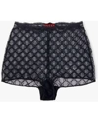 ブラジャー GUCCI Lace culottes with all-over gg motif Gucci Gg Motif Lace Bra in Black | Lyst