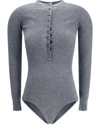 Self-Portrait - Long-Sleeved Wool Bodysuit - Lyst