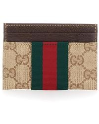 Gucci - Gg Card Holder With Web Detail - Lyst