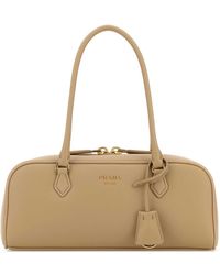 Prada - Beige Leather Medium Handbag - Lyst