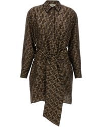 Fendi - Ff Pattern Shirt Dress - Lyst
