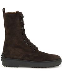 Tod's - Winter Gommino Suede Leather Lace-Up Ankle Boots - Lyst