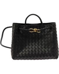 Bottega Veneta - 'Medium Andiamo' Handbag With Knot Detail And Intreccio Motif - Lyst