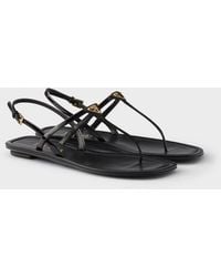 Prada - Leather Logo Thong Sandal - Lyst