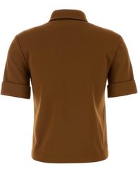 Miu Miu Ribbed Jersey Polo Shirt in Red | Lyst