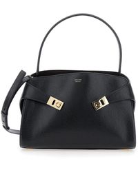Ferragamo - 'Hug' Shoulder Bag With Logo Print On The Front - Lyst