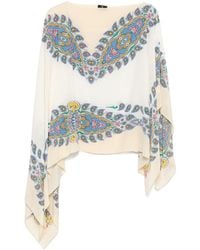 Etro - Natural Est Amebas Silk Poncho - Lyst