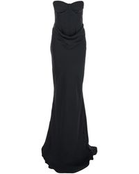 ROTATE BIRGER CHRISTENSEN - Long Dress With Corset And Draped Skirt - Lyst