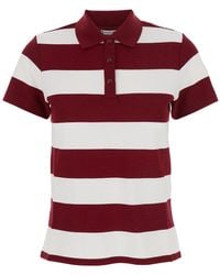 Moncler - Polo Shirt With Logo Patch On The Sleeve And All-Over Striped Motif - Lyst