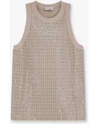 Brunello Cucinelli - Dazzling Pattern Jersey Tank Top - Lyst