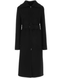 Jil Sander Wool-Blend Cape Coat in Red | Lyst