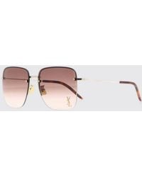Saint Laurent - Rectangular Metal Sunglasses With Ysl Monogram - Lyst