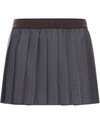 Miu Miu - Pinstriped Pleated Miniskirt - Lyst