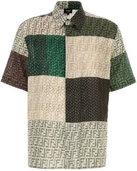 Fendi - Linen Shirt With All-Over Ff Print - Lyst