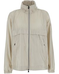 Moncler - 'Negara' Jacket With Logo Print On The Front And Removable Hood - Lyst