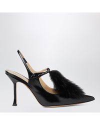 Fendi - Noir Leather Slingbacks - Lyst