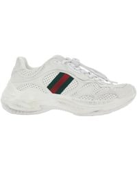 Gucci - Low Top Sneakers With Perforated Design And Web Detail On The Side - Lyst