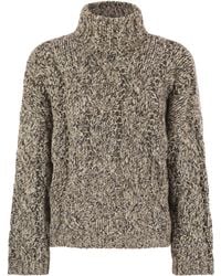 Brunello Cucinelli - Soft Wool, Cashmere And Mohair Turtleneck Sweater With Braided Design - Lyst