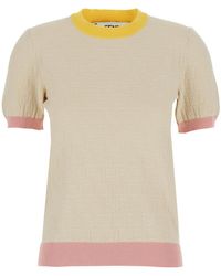 Fendi - T-Shirt 'Color Block Ff Short Sleeves Tee' With Logo - Lyst