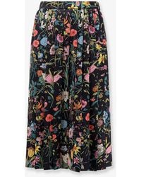 Gucci - Silk Midi Skirt With Floral Print - Lyst