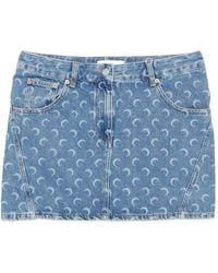 Marine Serre - "Moon" Laser Wash Denim Mini Skirt - Lyst