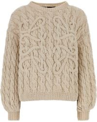 Loewe - Sand Cotton Blend Oversize Sweater - Lyst