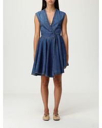 Alaïa - Wrap Denim Dress - Lyst