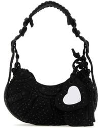 Balenciaga - Embellished Denim Le Cagole Xs Shoulder Bag - Lyst