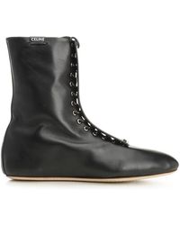Celine - Lace-Up Leather Boot - Lyst