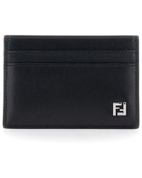 Fendi - Card Case With Ff Logo Plaque On The Front - Lyst