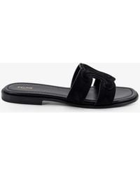 Celine - Marina Suede Sandals With Triomphe Logo - Lyst