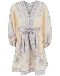 Zimmermann - 'Indra' Dress With V-Neck And All-Over Print - Lyst