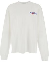 DSquared² - Crew Neck T-Shirt With Logo Print On The Front - Lyst