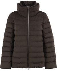 Herno - Technical Suede-Effect Down Jacket With Padded High Collar - Lyst