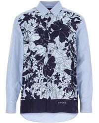 Gucci - Embroidered Poplin And Satin Shirt - Lyst