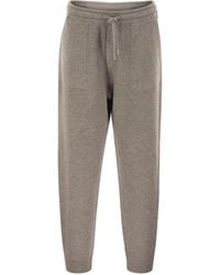 Brunello Cucinelli - Cashmere Rib Knit Joggers With Drawstring - Lyst